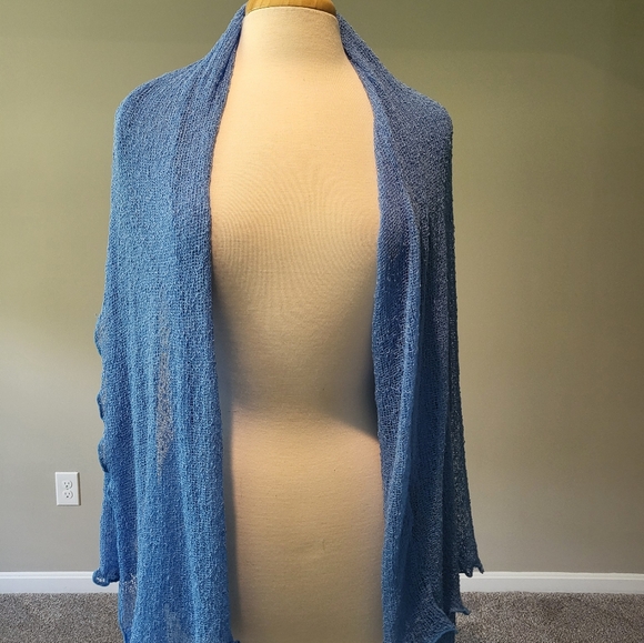 Fresco by Nomadic Traders – Beach Blue Long Mesh/Crochet Cardi/Shawl (One Size) - Picture 15 of 16